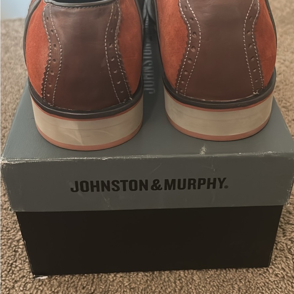 Johnston & Murphy Men's Brown and Orange Oxfords -Ellington Wing - Picture 3 of 5